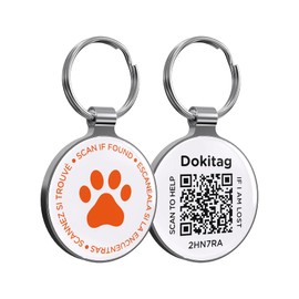 Dokitag QR Code Pet ID Tag,QR Code Dog Tag，Dog ID Tag, Pet Online Profile - Scan QR Receive Instant Pet Location Alert Email, Lightweight Zinc Alloy Dog Tag (Orange, Small)