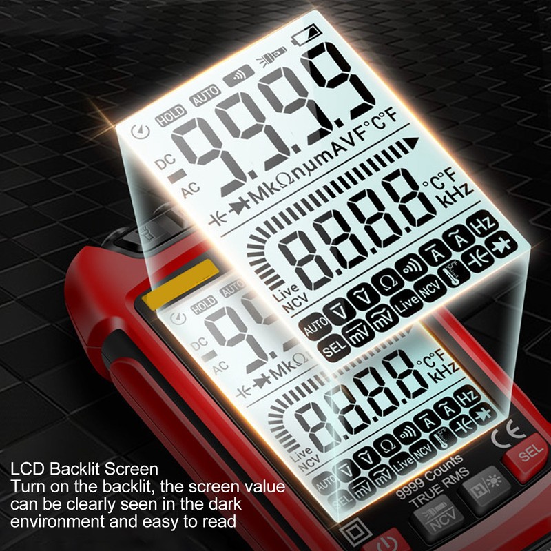 Digital Multimeter Intelligent Anti Burning Automatic LCD Backlit Display NCV