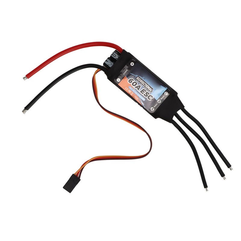 Black 60A Bidirectional Brushless ESC Rapid Response Brushless Electric Speed