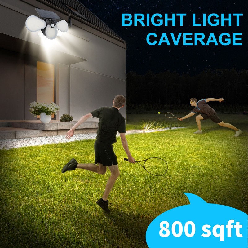 Solar Garden Lights Professional Waterproof 3 Heads Rotation High Power