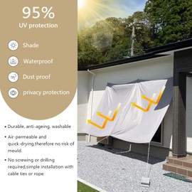 Waterproof sun sail, 1 x 2 m, sun protection and weather protection awning, UV protection shade net with eyelets and cord for garden and patio, light grey