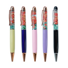 Sikyby Strawberry Floating Funny Pens Cute Floater Liquid Writing Journaling Office Pen Unique Gift For Women Men Set of 5 Pens