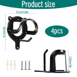 Pack of 4 Bridle Holders, Metal Saddle Holders, Horse Whip Holder, Bridle Hook with Expansion Tube and Screws, Bridle Hooks for Saddle Chamber, Barn, Stable (Black)