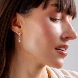 Silver Rhinestone Earrings for Women - Silver Sparkly Earrings, Silver Formal Earrings, Silver Dangle Earrings for Women, Silver Tone Silver Simulated Diamond Stud Earrings, Silver Earrings Formal