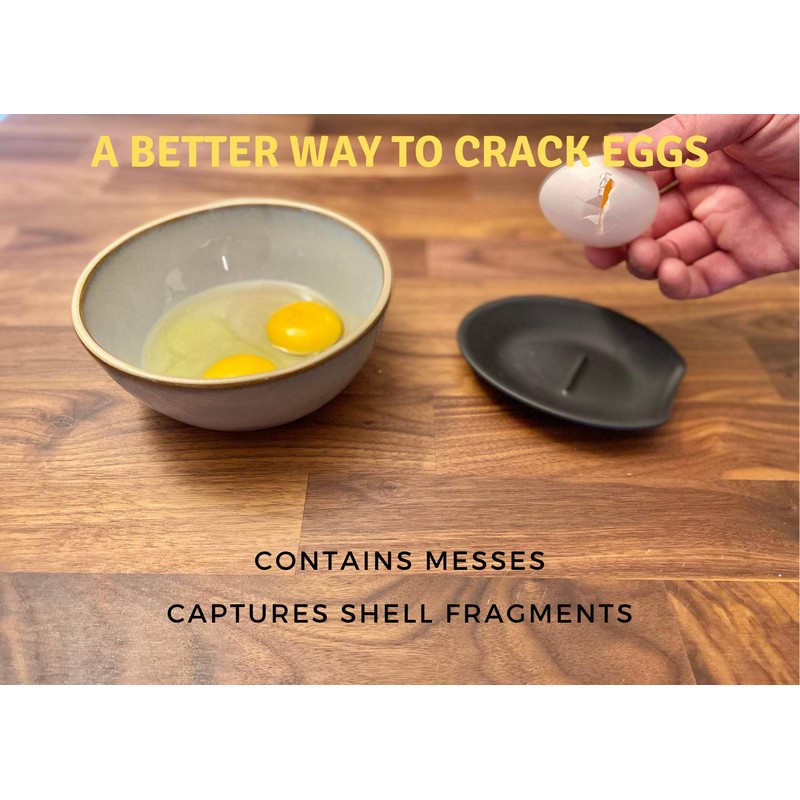 Crack'em Egg Cracker & Spoon Rest (Jet Black) - Perfectly