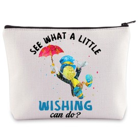 WZMPA Jiminy - Bolsa de cosméticos de críquet para fanáticos de pinocho, regalo para ver lo que un poco de deseo puede hacer Jiminy Cricket, bolsa con cierre para fanáticos de las películas, Little Wishing, Bolsa de cosméticos