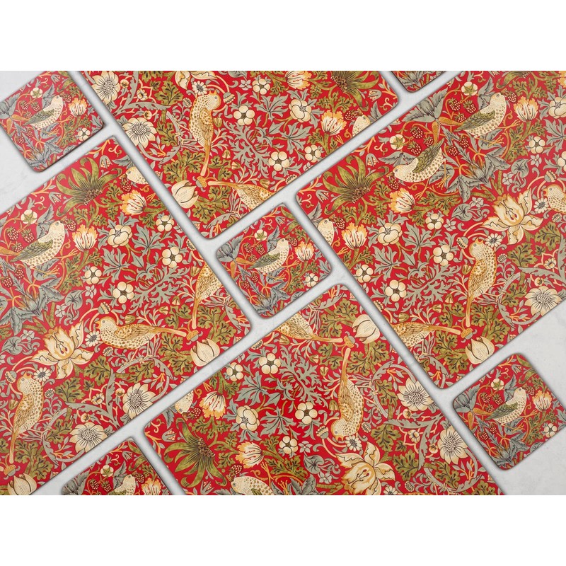 Pimpernel Morris & Co Strawberry Thief Red Coasters, Set of