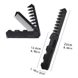 2-in-1 Portable Folding Pocket Comb for Men, Fine & Wide Tooth for Hair, Beard & Mustache Grooming, Travel-Friendly Folding Comb for Daily Use & Styling