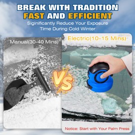 3 in 1 Electric Ice Scraper for Car Windshield, 2*2200mAh Batteries Cordless Handheld Ice Scrapers, Rotating Disc USB Rechargeable Snow Scraper No Scratch, Window Snow Frost Remover, Resist -4°F(-20°C