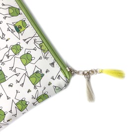 XDMXY Cute Small Cosmetic Bag Mini Makeup Bag for Women and Girls,PU Leather Small Travel Toiletry Bag Accessories Organizer with Zipper Tassel, Funny frogs, Cute