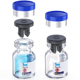 Ks-Tek Sterile Empty Vial with Separately Butyl Rubber Stopper and Flip Top Closure,Removable,After Filling,Need to Seal by CrimperType 1 Borosilicate Glass Tubing (1ml)