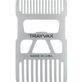 Trayvax Shift Wallet Comb, Wide Tooth Comb for Beard and Hair with Bottle Opener, RFID Protection, Stainless Steel, Silver