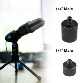 3 Pieces Microphone Stand Adapter, 1/4, 5/8 Mic Stand Adapter, Mic Stand Adapter Thread Adapter, Tripod Adapter, 1/4 Female to 5/8 Plug, Male Screw Adapter for Microphone Stand (Black)