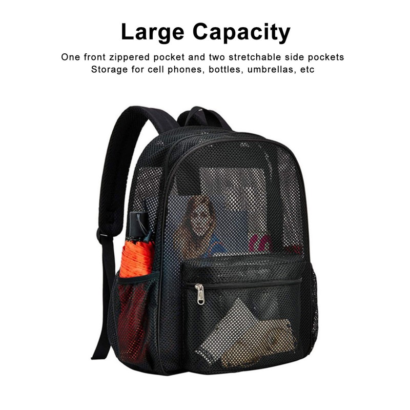 Mesh Backpack Heavy Duty Lightweight Large Capacity Washable See Through