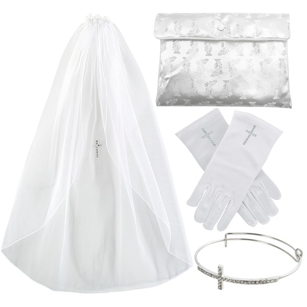 Elysian Gift Shop 4Pcs First Communion Accessory Set - White
