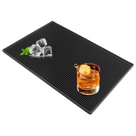 Proxima Direct Bar Mat, 18" x 12" PVC Black Drink Coasters Square Service Mat for Coffee, Home, Bars, Restaurants and Counter Top（45x30CM）