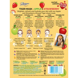 7th Heaven Rawr-some Tiger Face Mask Multipack (Pack of 4) with Refreshing Apple and Strawberry Extracts (Ages 8+)