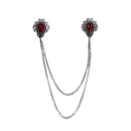ROFARSO Raindrop Rhinestone Crystal Brooch Pins for Women Vintage Collar Chain Jewelry with Rhinestone Crystal, Accessory for Party Wedding Gift, Gift for Women Girl (Ruby Red)
