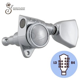 Grover Products NEW Grover 502CK LOCKING 7-String Tuners L3+R4 Modern Gibson Les Paul 3x4 CHROME