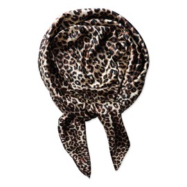 vabovin 35" Fashion Neckerchief Women's Silk Like Big Satin Square Hair Scarf Accessory (Leopard Print)