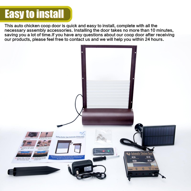 Automatic Chicken Coop Door Solar Powered - Remote Control/Timer/Light Sensor