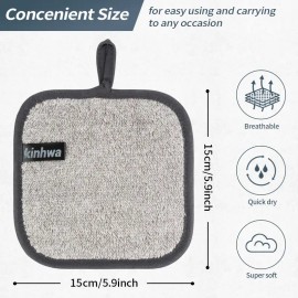 Bamboo Charcoal Coral Fleece Makeup Remover Towels 10 Pack – Reusable Washable Face Cloths for Daily Skincare & Gentle Cleansing Use