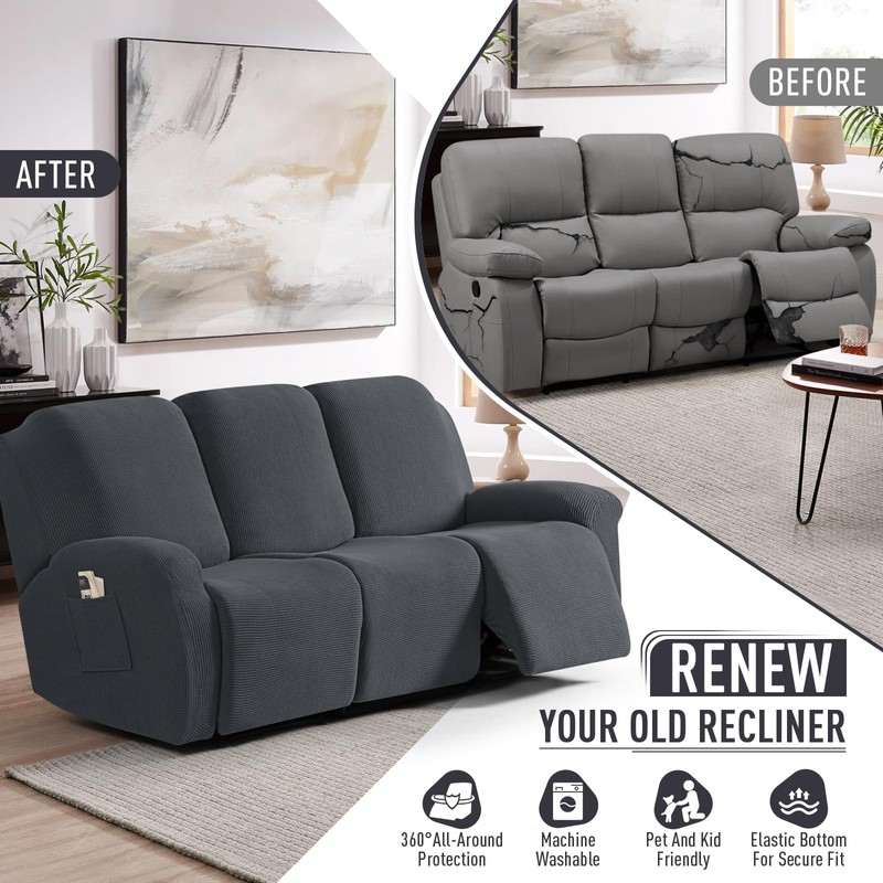 TAOCOCO Recliner Sofa Covers 8-Pieces Stretch Large Couch Covers for