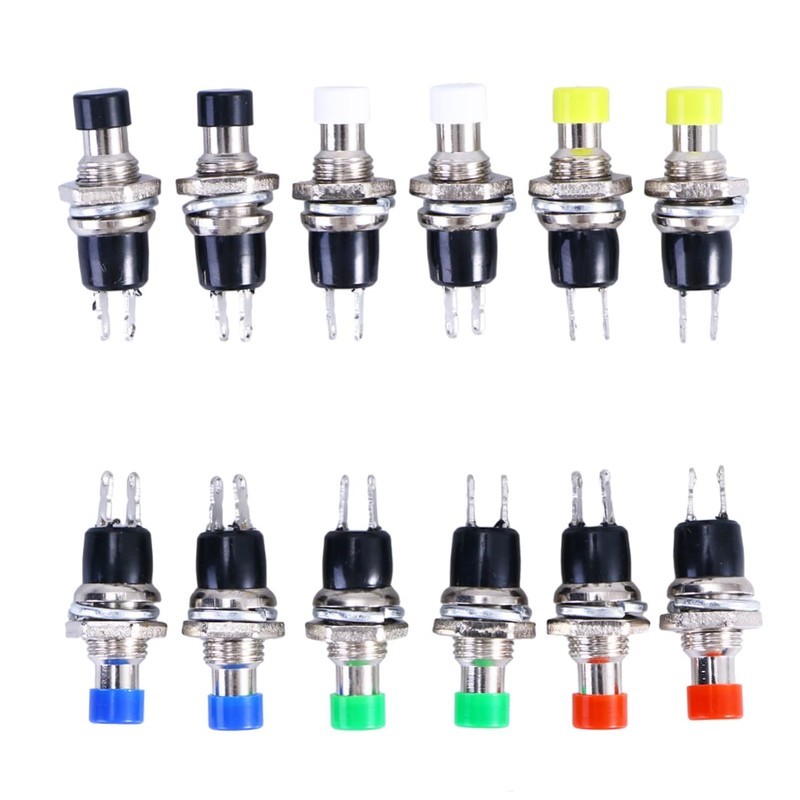 Hohopeti Set of 12 Mini Spst Momentary Latching Push Buttons