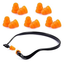 NHQZ Ear Defenders, Ear Defenders for a Comfortable Wearing Time, Noise Reduction Hearing Protection with 5 Pairs of Replacement Plugs (1 Piece), bronze, M