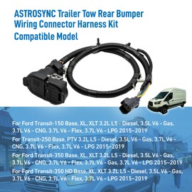 ASTROSYNC Trailer Tow Rear Bumper Wiring Connector Harness Kit Compatible with Ford Transit-150 Transit-250 Transit-350 Transit-350 HD 2015~2019, Replace PN CK4T-13B576-KE, CK4Z-13A576-B