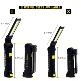 Enthusiast Gear LED Work Light - USB Rechargeable COB Flashlight with Magnetic Base 360° Rotate - Portable Inspection Light for Car Repair, Household and Emergency Use (2 Pack - Size Small)