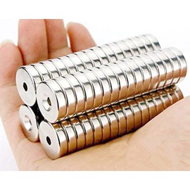 ZDYWY 30 Pieces 10 x 5mm with 3mm Countersunk Hole Permanent Disc Rare Earth Fastener Magnets Refrigerator Neodymium Magnets - 0.39 inch D x 0.2 inch H with 0.12 inch D Screw Hole