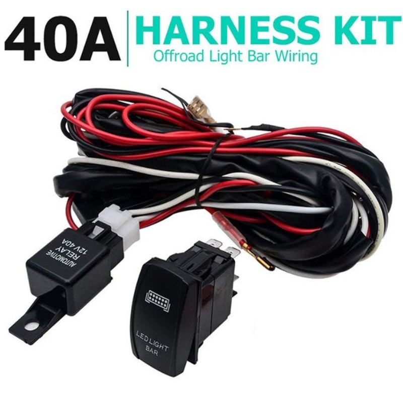 40A 12V LED Spotlights Wiring Harness 1-to-2 IP67 Waterproof for