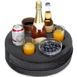Couch Drink Holder, Sofa Drink Holder, Removable and Washable Velvet Cup Cosy Pillow Cushion Lap Tray with Coffee Cup Holder for Home, Car, Bathroom, Park, Travel, Indoor, Outdoor - Grey