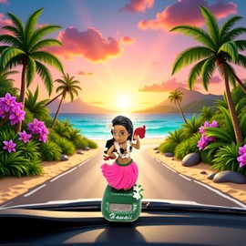 1Pc Hawaiian Girl Dashboard Doll Girl Hawaii Dancing Girls for Car Collection Figurines Gifts for Home Decor Mini Size Dashboard Girls,Easy Installation,Dolls and Accessorie