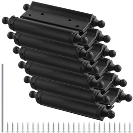 HOIGON 3 Pairs 3 Inch Stainless Steel Double Action Spring Hinges, Self Closing Double Door Hinges with Screws and Adjusting Pin for Cafes, Bars, Saloons, Black