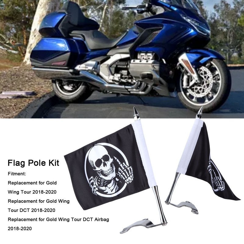 Trunk Lid Flagpole Mount Kit with Skull Flag L R