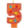 Unique Number 5 Star Birthday Candle, 3.5"", Orange