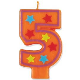 Unique Number 5 Star Birthday Candle, 3.5"", Orange