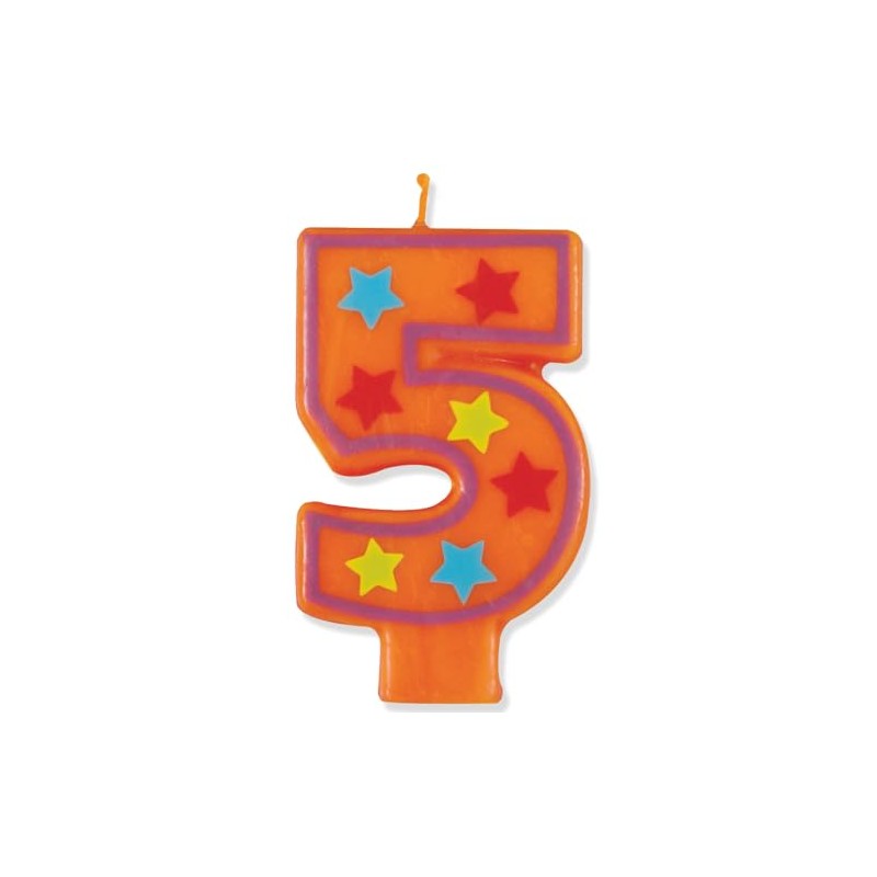 Unique Number 5 Star Birthday Candle, 3.5"", Orange
