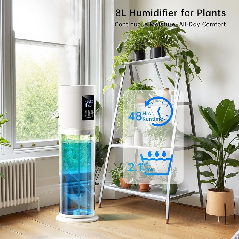 2.1Gal/8L Smart Humidifier Large Room, Top Fill Humidifiers for Bedroom
