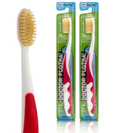 MOUTHWATCHERS Dr Plotkas Extra Soft Flossing Toothbrush Manual Soft Toothbrush for Adults | Ultra Clean Toothbrush | Good for Sensitive Teeth and Gums | Red, 2 Count