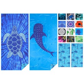 2 Pack Microfiber Lightweight Thin Beach Towel Sand Free Quick Dry Super Absorbent Compact Oversized Large Towels for Swimming Pool Yoga Gym Travel Vacation Beach Accessories Essentials for Adults