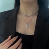 Yienate Punk Layered Cross Necklace Choker Gothic Chunky Cuban Chain