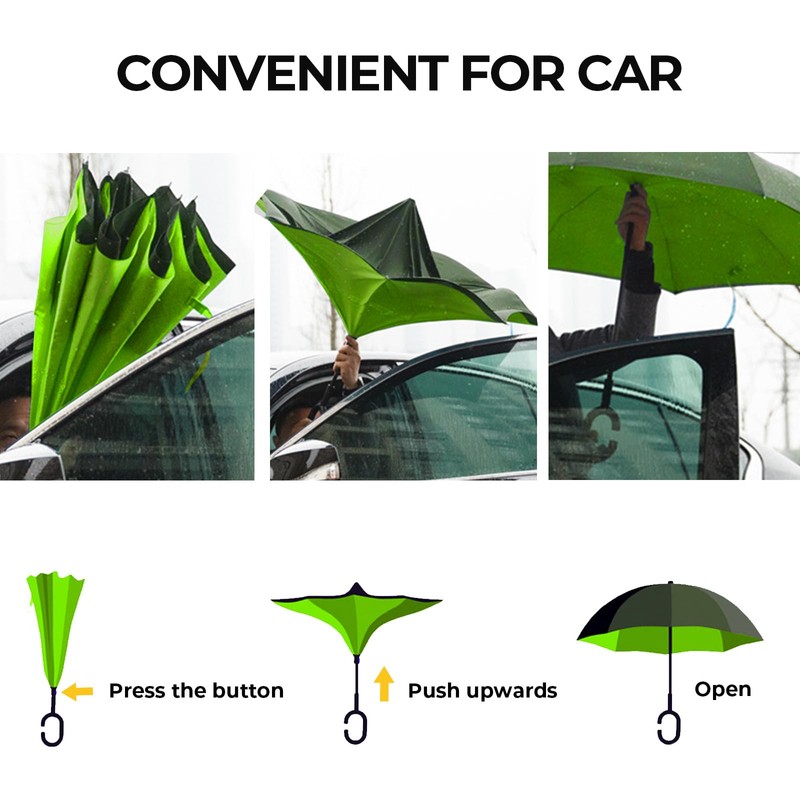 Wxjiahetai Inverted Umbrella, 49 Inch Double-Layer Vented Reverse Umbrella, Windproof