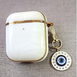 MyfavoriteK Evil Eye Keychain Amulet Good Luck Charms for Women Cute Evil Eye Charm Car Keys Holder (White)