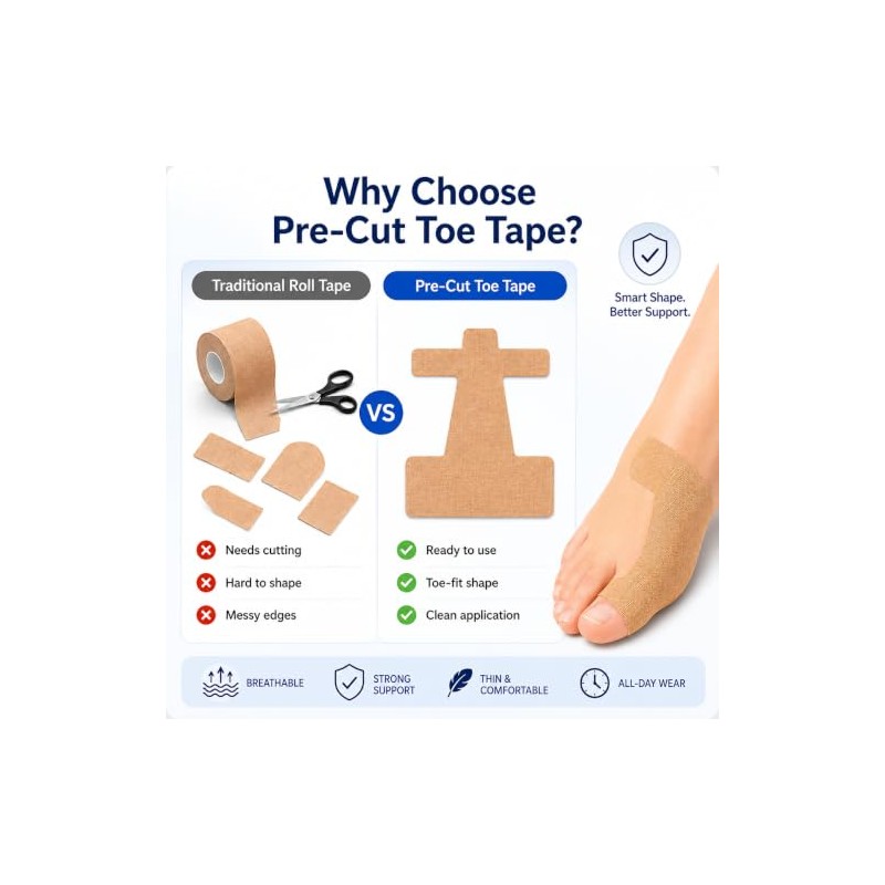 Bunion Tape, 32 Pcs Pre Cut Kinesiology Tape for Sports