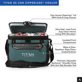 Titan by Arctic Zone 30 Can Zipperless Soft Cooler with HardBody Liner, Jungle Hunt
