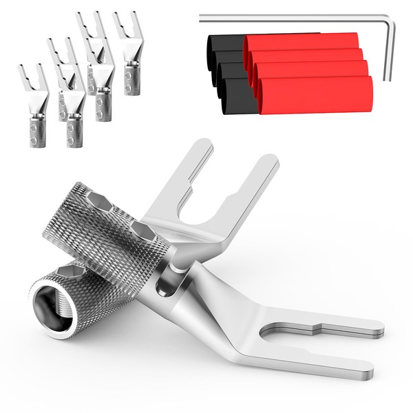 Tertullus 8 Pcs HiFi Speaker Spade Connectors Pure Copper Rhodium