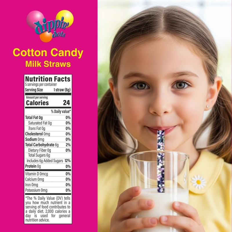 Dippin’ Dots Magically Flavored Milk Straws - Cotton Candy, 4-Pack